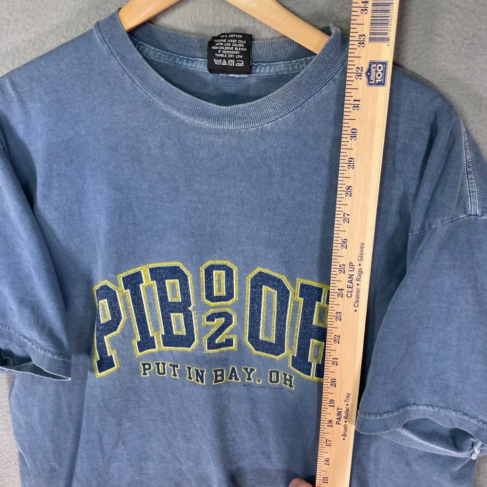 Men's XL DK Put In Bay Ohio PIB2OH Graphic T-Shirt Made in USA Blue - Picture 6 of 9